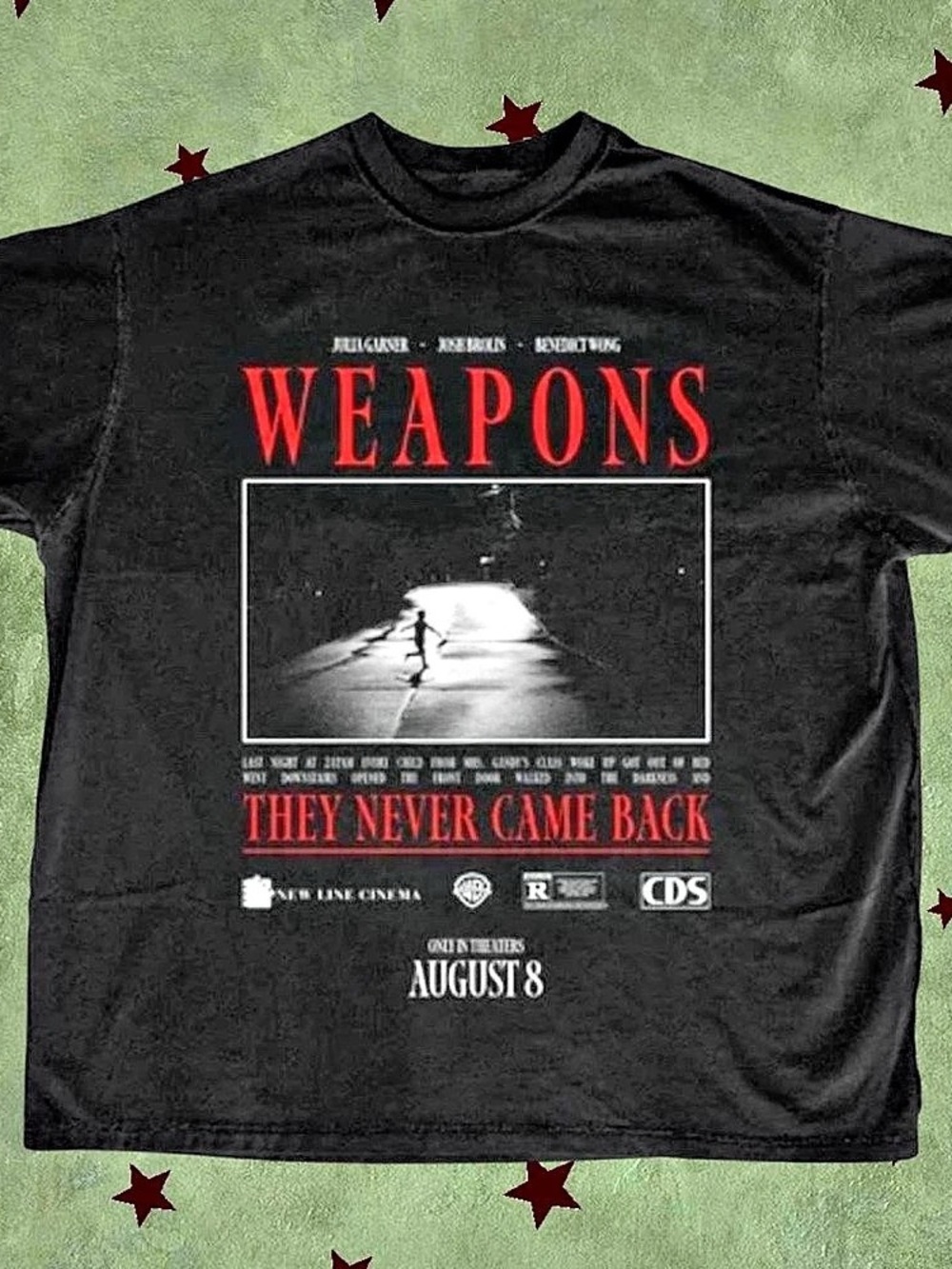 Black ‘WEAPONS’ movie graphic t-shirt